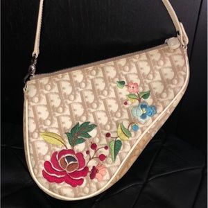 CHRISTIAN DIOR FLORAL EMBROIDERY  MINI SADDLE BAG